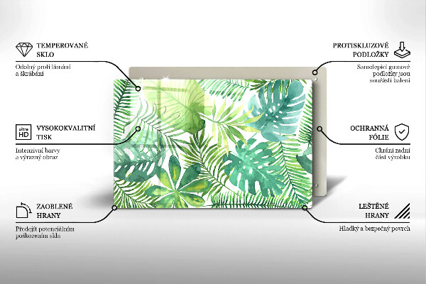 Üveg vágódeszka Akvarell boho levelek