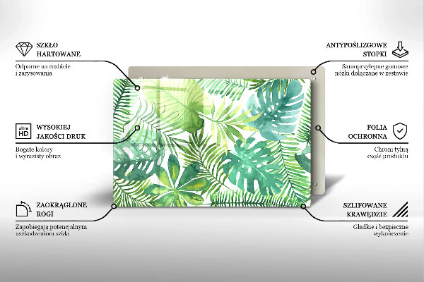 Üveg vágódeszka Akvarell boho levelek