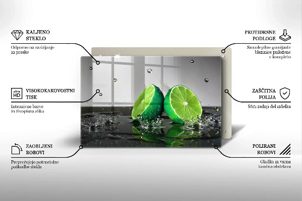 Üveg vágódeszka Lédús lime és víz