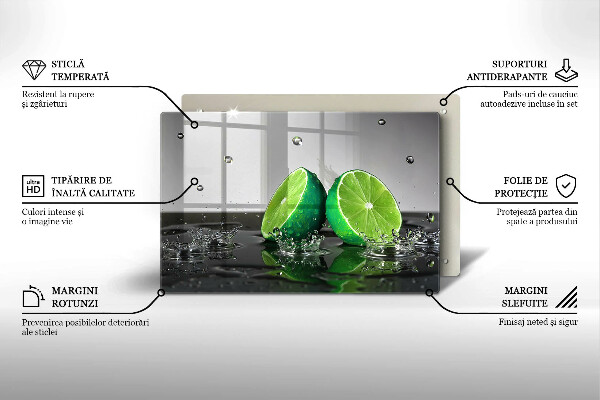 Üveg vágódeszka Lédús lime és víz
