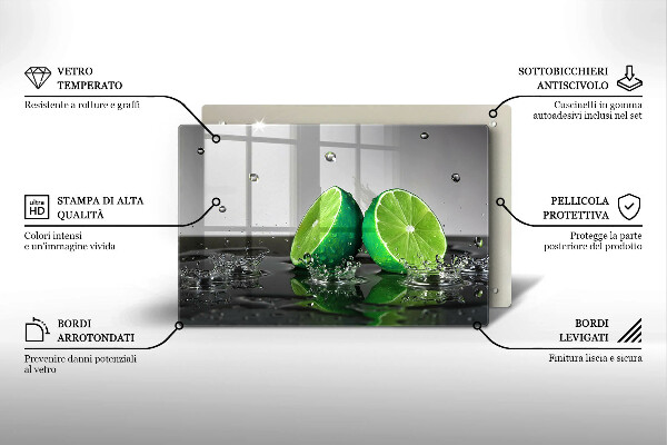 Üveg vágódeszka Lédús lime és víz