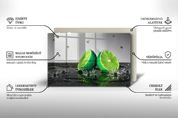 Üveg vágódeszka Lédús lime és víz