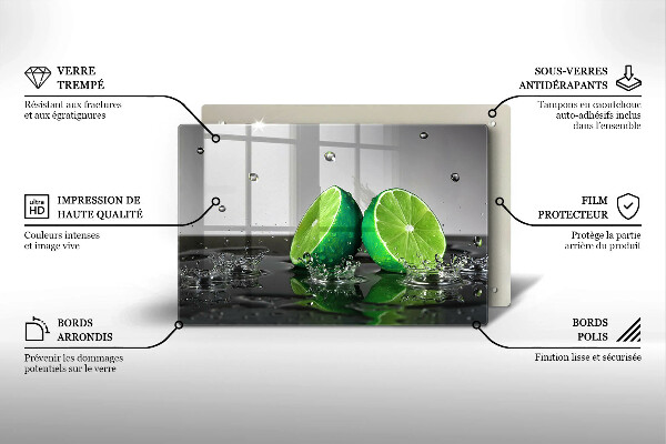 Üveg vágódeszka Lédús lime és víz