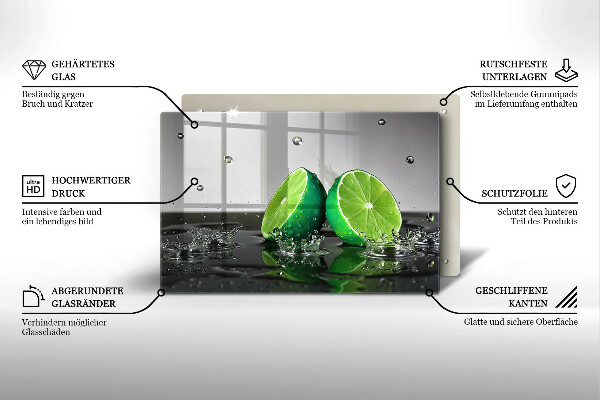 Üveg vágódeszka Lédús lime és víz