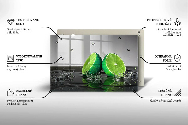 Üveg vágódeszka Lédús lime és víz