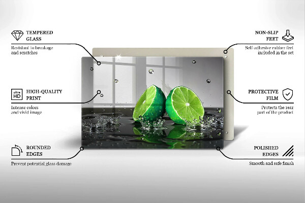 Üveg vágódeszka Lédús lime és víz