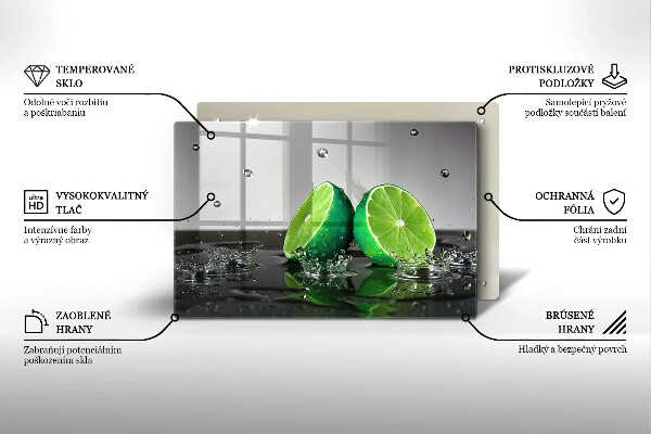 Üveg vágódeszka Lédús lime és víz