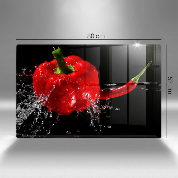 Üveg vágódeszka Piros paprika vízben