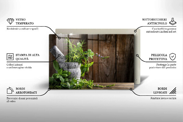 Üveg vágódeszka Gyógynövényeket és fát ültet