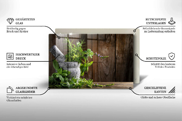 Üveg vágódeszka Gyógynövényeket és fát ültet