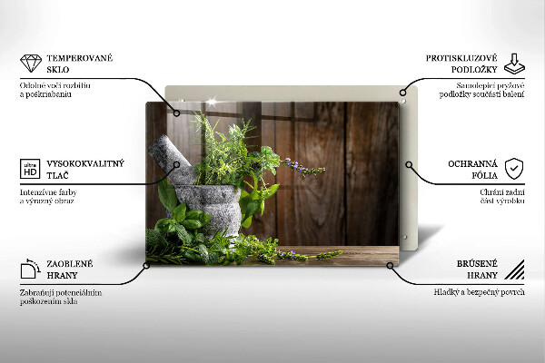 Üveg vágódeszka Gyógynövényeket és fát ültet