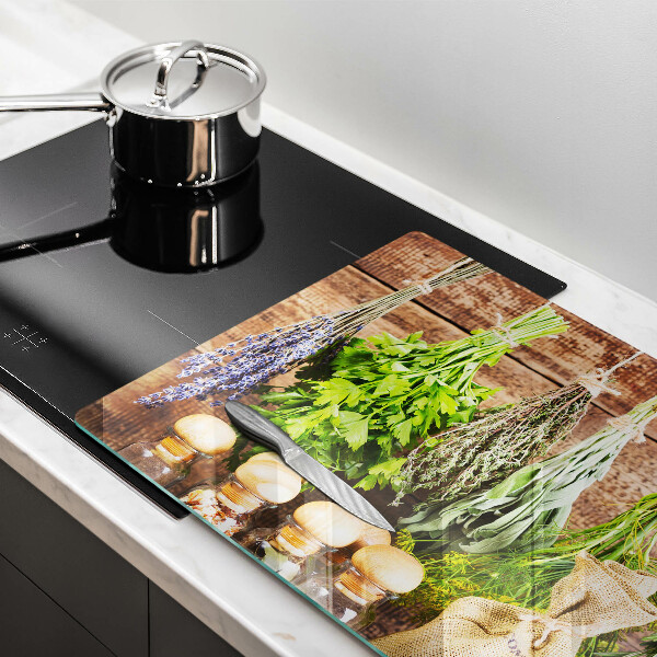 Üveg vágódeszka Gyógynövények fűszerek és fa