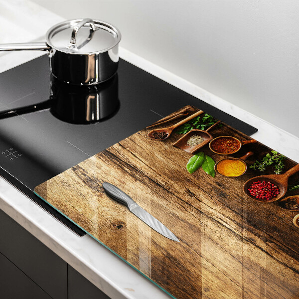 Üveg vágódeszka Fakanál fűszerek