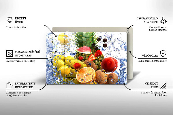 Üveg vágódeszka Lédús gyümölcs és víz