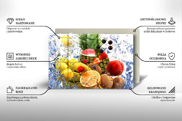 Üveg vágódeszka Lédús gyümölcs és víz