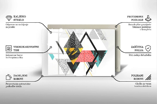 Üveg vágódeszka Absztrakt háromszögek