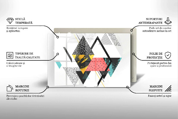 Üveg vágódeszka Absztrakt háromszögek