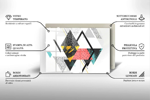 Üveg vágódeszka Absztrakt háromszögek