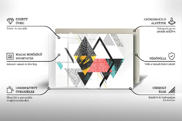 Üveg vágódeszka Absztrakt háromszögek