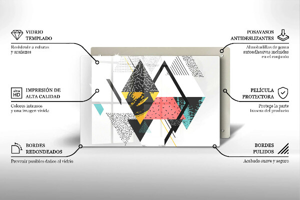 Üveg vágódeszka Absztrakt háromszögek