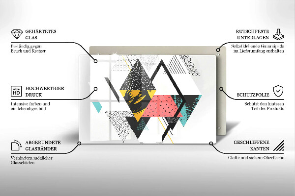 Üveg vágódeszka Absztrakt háromszögek