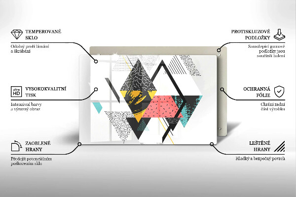 Üveg vágódeszka Absztrakt háromszögek