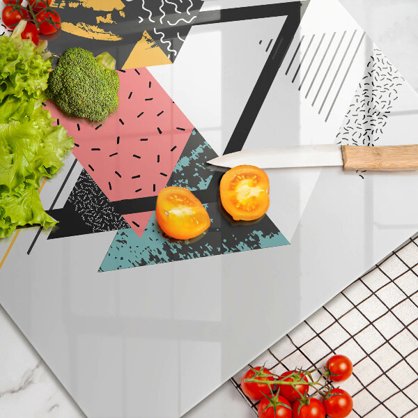 Üveg vágódeszka Absztrakt háromszögek