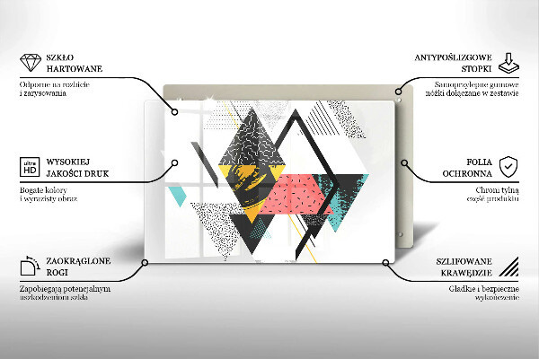 Üveg vágódeszka Absztrakt háromszögek