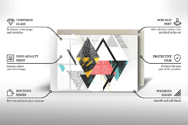 Üveg vágódeszka Absztrakt háromszögek