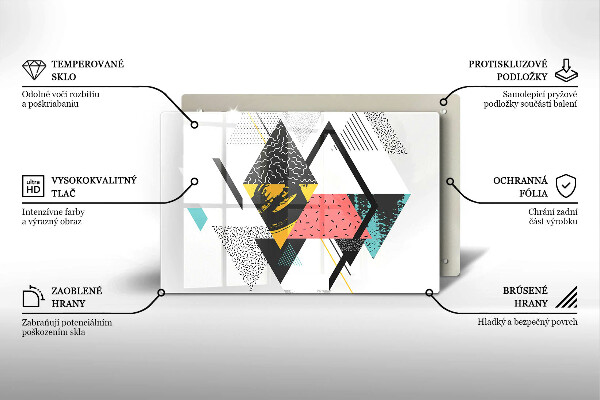 Üveg vágódeszka Absztrakt háromszögek