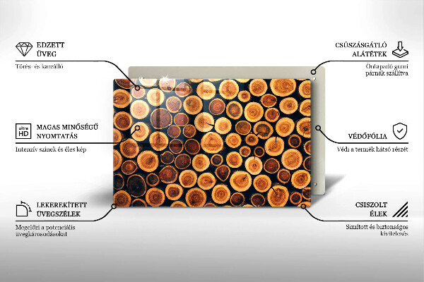 Üveg vágódeszka Fa tuskók