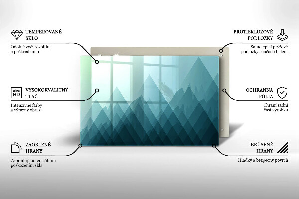 Üveg vágódeszka Absztrakt hegyek