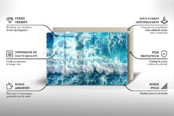 Üveg vágódeszka Tenger víz hullámai