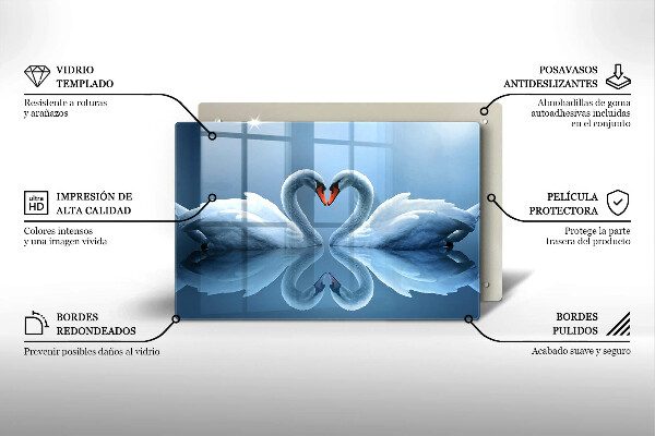 Üveg vágódeszka Két hattyúszív