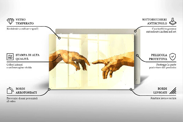 Üveg vágódeszka Ádám kezeinek teremtése