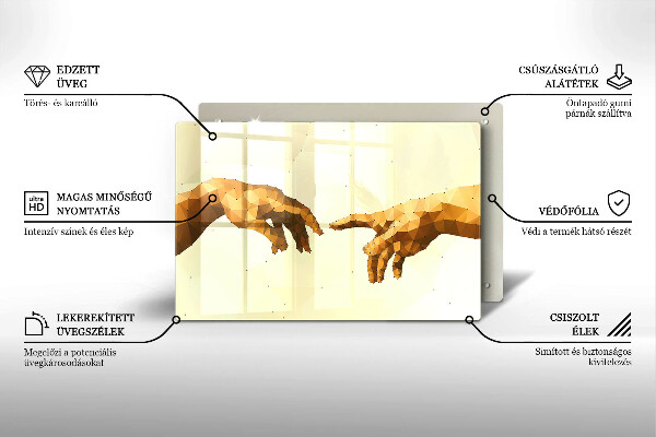 Üveg vágódeszka Ádám kezeinek teremtése