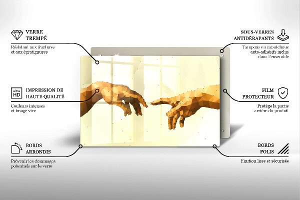 Üveg vágódeszka Ádám kezeinek teremtése