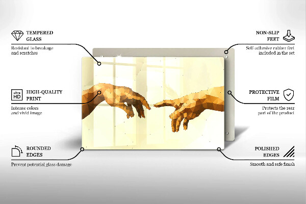 Üveg vágódeszka Ádám kezeinek teremtése