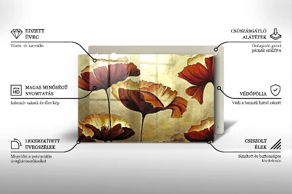 Üveg vágódeszka Festett boho virágok