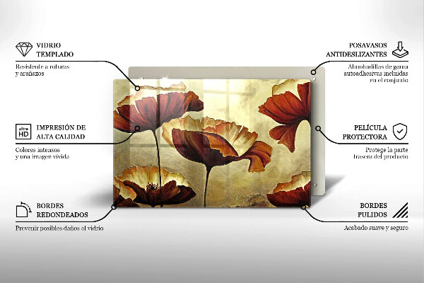 Üveg vágódeszka Festett boho virágok