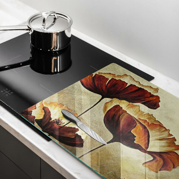 Üveg vágódeszka Festett boho virágok