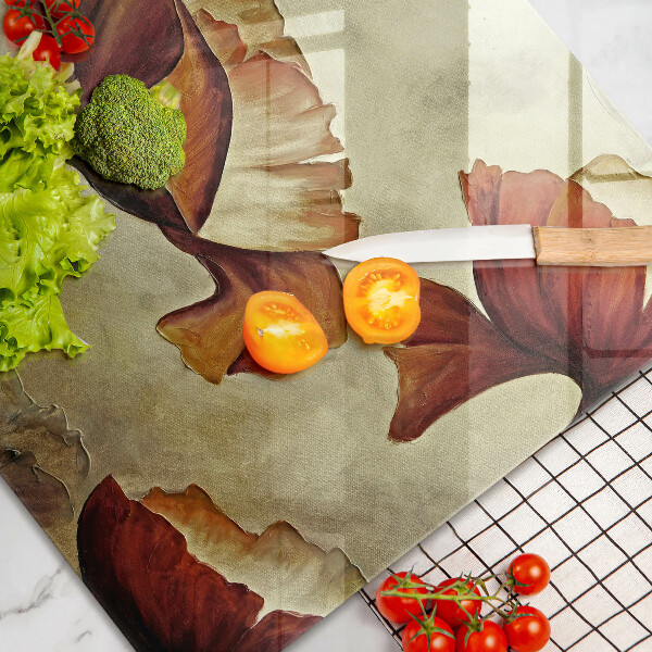 Üveg vágódeszka Festett boho virágok