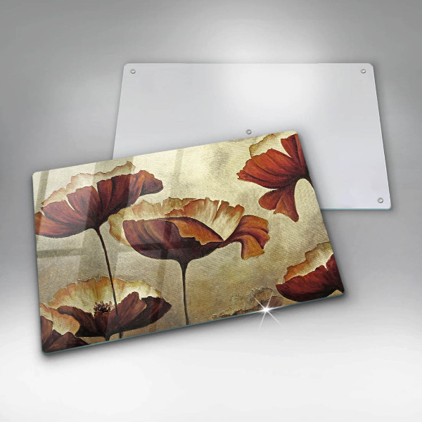 Üveg vágódeszka Festett boho virágok