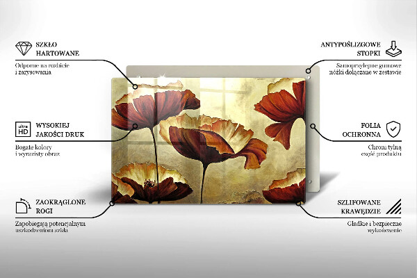 Üveg vágódeszka Festett boho virágok