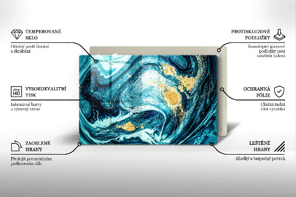 Üveg vágódeszka Kék arany absztrakció