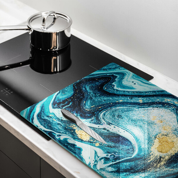 Üveg vágódeszka Kék arany absztrakció