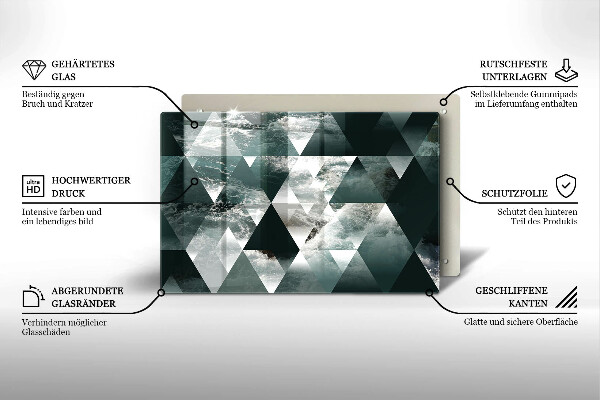 Üveg vágódeszka Háromszögek és víz