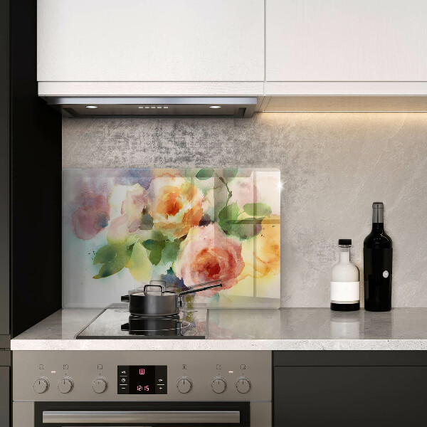 Üveg vágódeszka Festett virágok