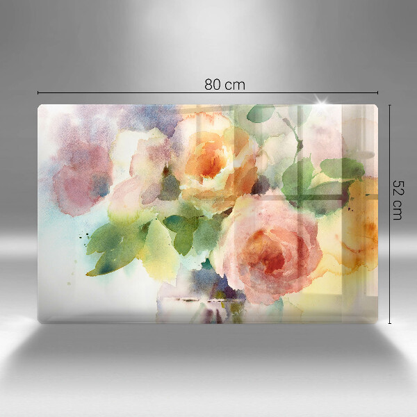Üveg vágódeszka Festett virágok