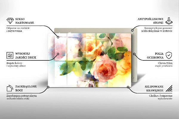 Üveg vágódeszka Festett virágok